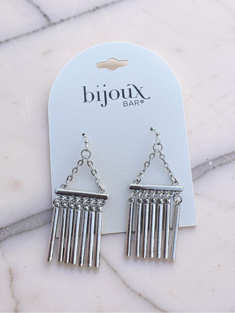 Bijoux Bar Silver Tassel Drop Earrings